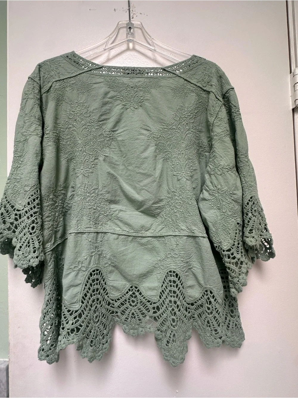 Democracy Sage Green Crochet-Trim Peasant Tunic - Picture 8 of 10